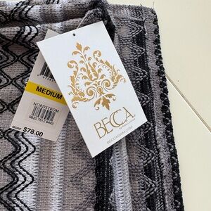 BECCA Black and Gray Striped Woven Swim Cover-Up